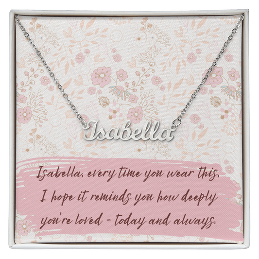 Personalized Script Name Necklace with Gift Box – Custom “Every Time You Wear This…” Message – Perfect Birthday, Anniversary or “Just Because” Gift for Her