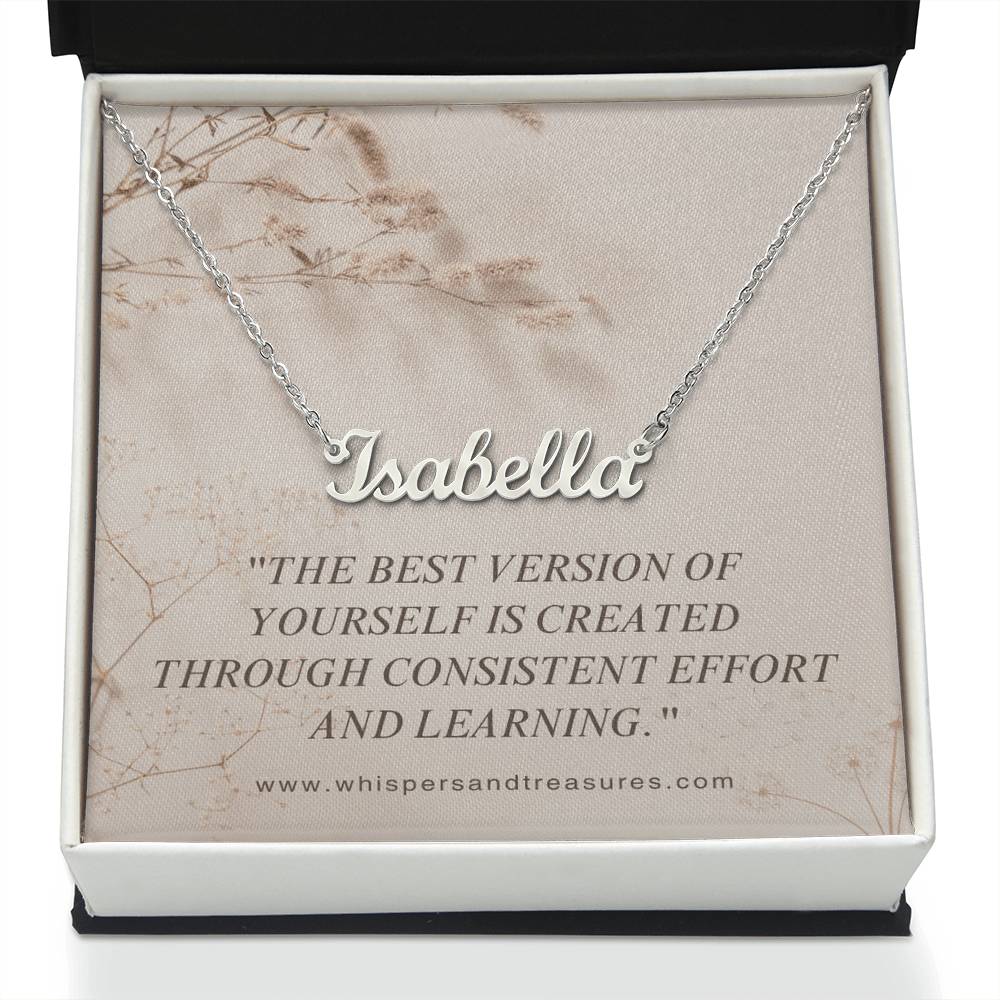 Personalized Name Necklace – Custom Script Pendant, Gift for Her, Inspirational Jewelry with Message Card