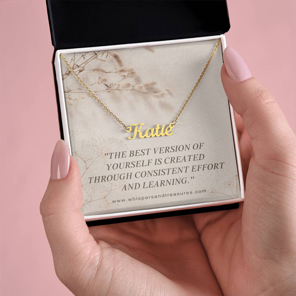 Personalized Name Necklace – Custom Script Pendant, Gift for Her, Inspirational Jewelry with Message Card