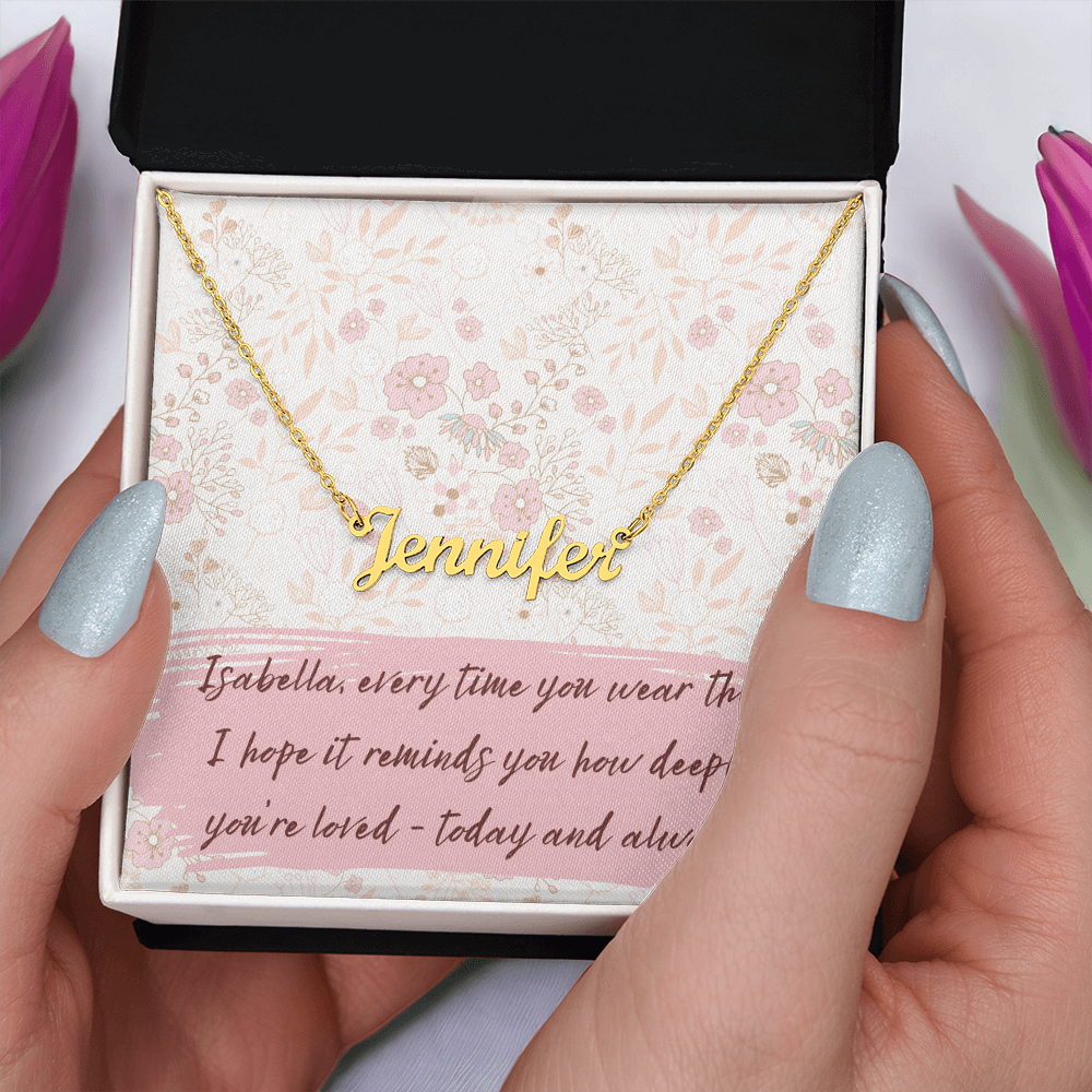 Personalized Script Name Necklace with Gift Box – Custom “Every Time You Wear This…” Message – Perfect Birthday, Anniversary or “Just Because” Gift for Her