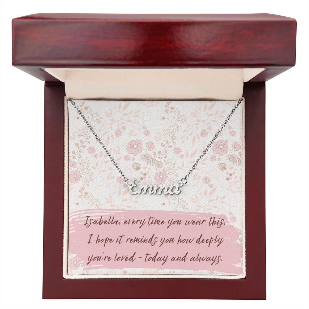 Personalized Script Name Necklace with Gift Box – Custom “Every Time You Wear This…” Message – Perfect Birthday, Anniversary or “Just Because” Gift for Her