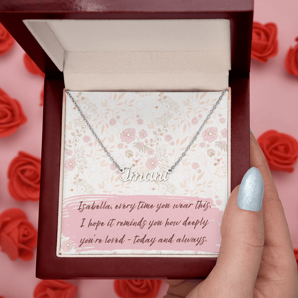 Personalized Script Name Necklace with Gift Box – Custom “Every Time You Wear This…” Message – Perfect Birthday, Anniversary or “Just Because” Gift for Her