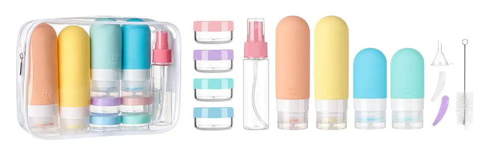 16-Piece TSA-Approved Travel Bottle Set with Leakproof Toiletry Containers & Clear Bag