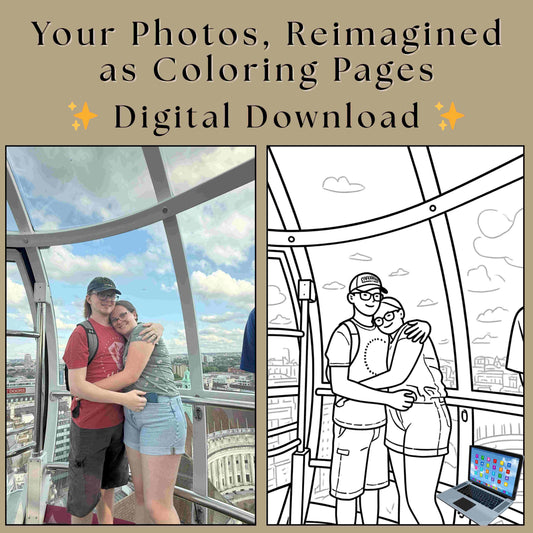 Custom Coloring Pages from Your Photos (Digital Download)