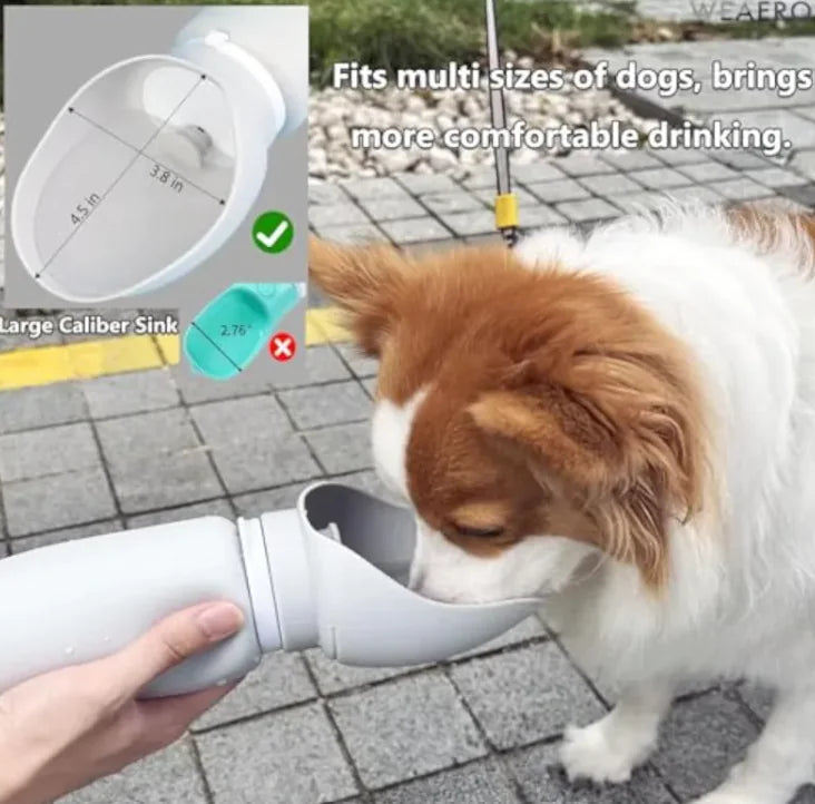 Foldable Leak-Proof Dog Water Bottle – Portable Pet Travel Dispenser with Built-in Bowl (550ml)